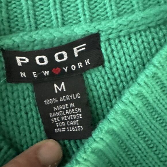 Poof New York Green‎ Knit Sweater Size Medium Style #253225J - Picture 3 of 8